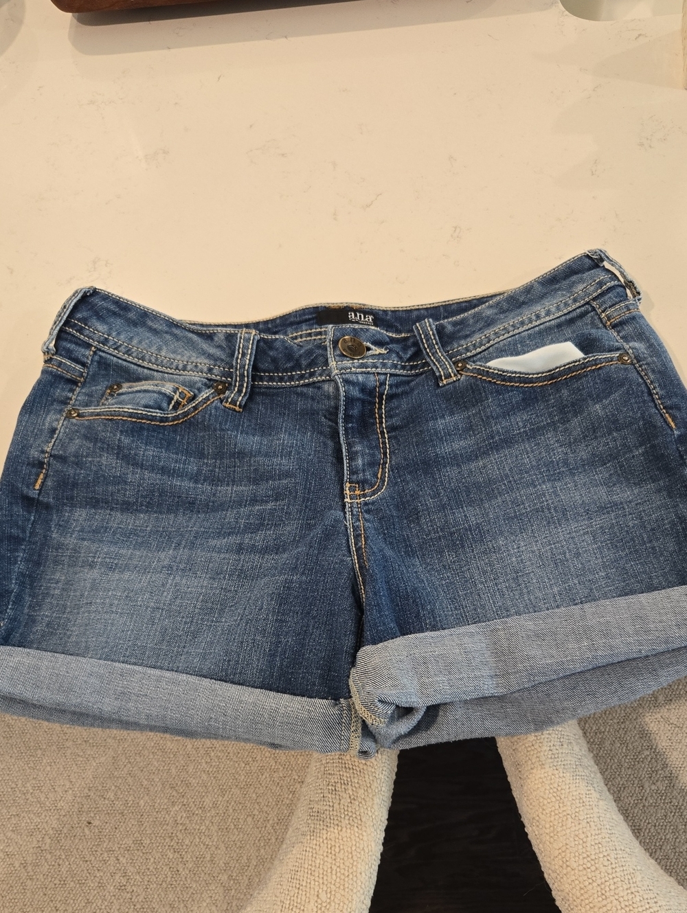 a.n.a Dark Blue Rolled Cuff Denim Shorts